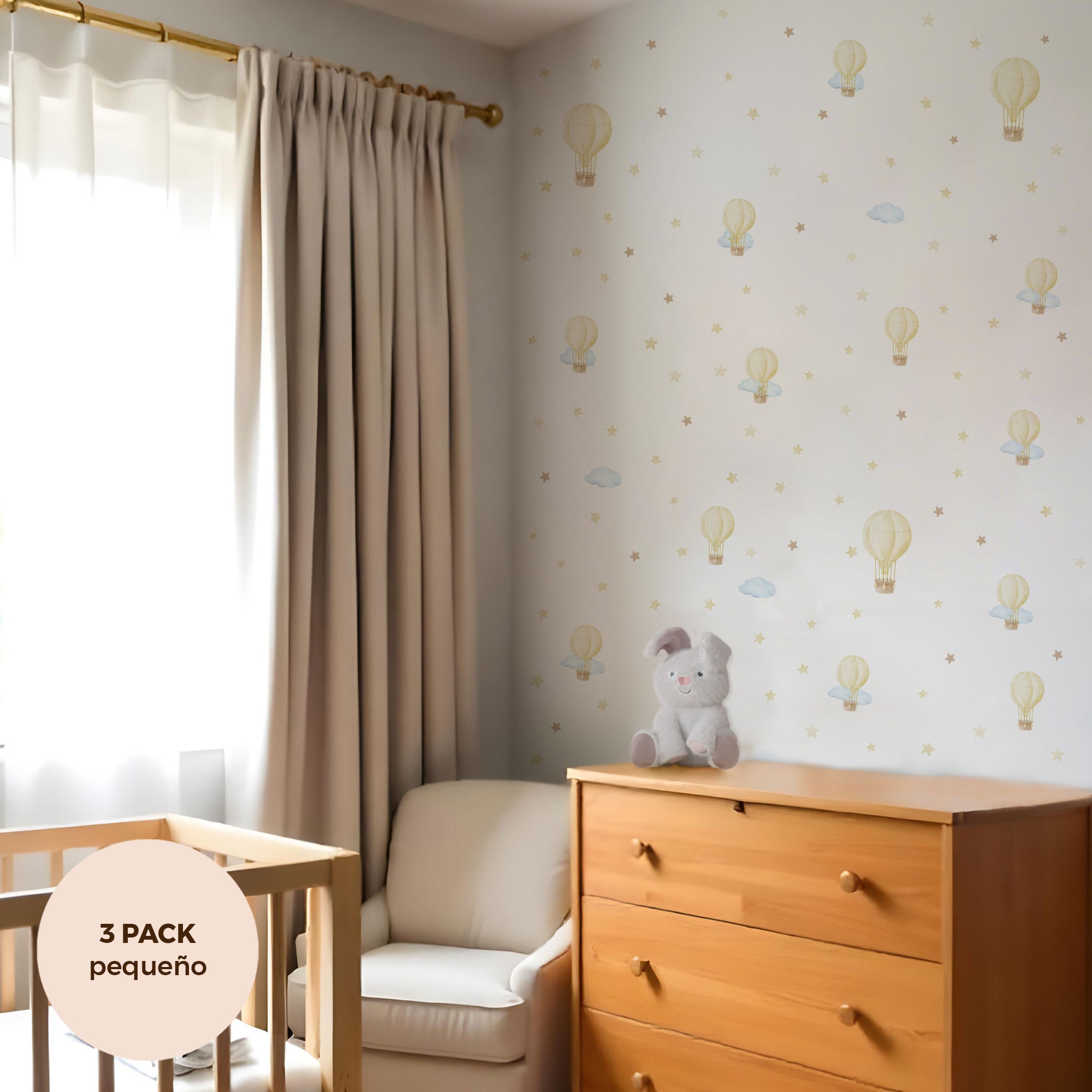 comprar vinilo decorativo para paredes dormitorio infantil con forma de globo aerostático y acabado acuarela #comprar vinilo decorativo para paredes dormitorio infantil con forma de globo aerostático y acabado acuarela #color_Globos amarillo