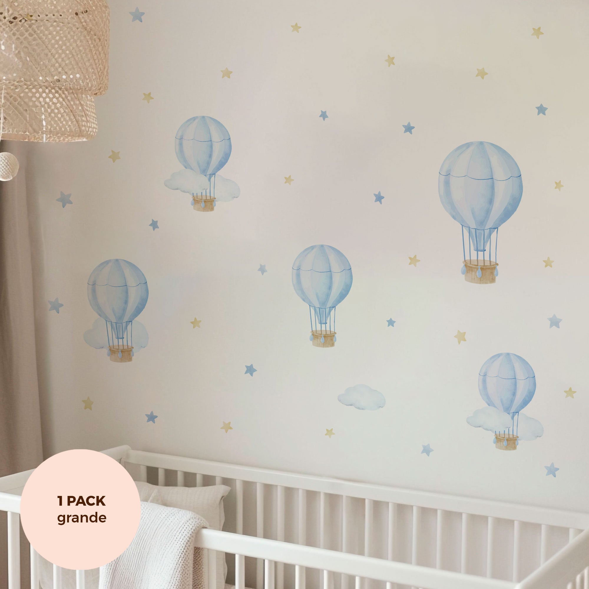comprar vinilo decorativo para paredes dormitorio infantil con forma de globo aerostático y acabado acuarela #comprar vinilo decorativo para paredes dormitorio infantil con forma de globo aerostático y acabado acuarela #color_Globos azul
