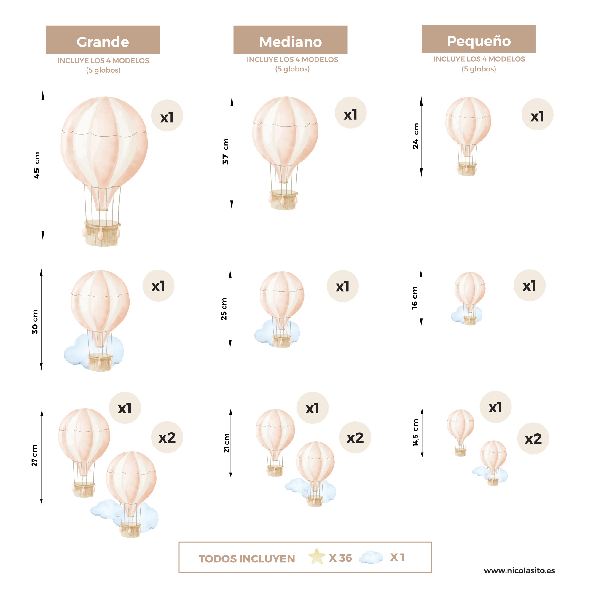 comprar vinilo decorativo para paredes dormitorio infantil con forma de globo aerostático y acabado acuarela 