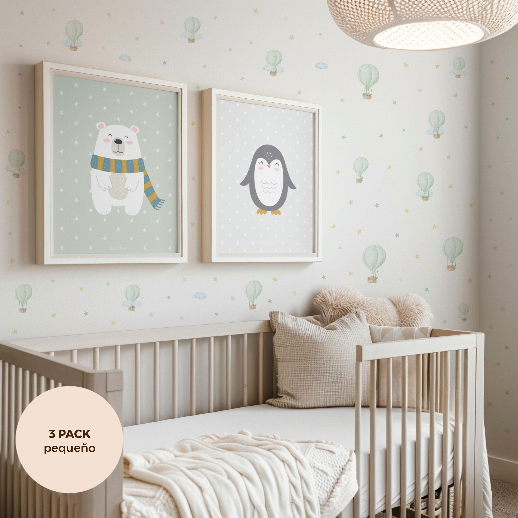 comprar vinilo decorativo para paredes dormitorio infantil con forma de globo aerostático y acabado acuarela #comprar vinilo decorativo para paredes dormitorio infantil con forma de globo aerostático y acabado acuarela #color_Globos verde