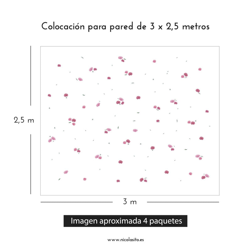 Colocación para pared del Vinilo decorativo flores peoní­as nicolasito