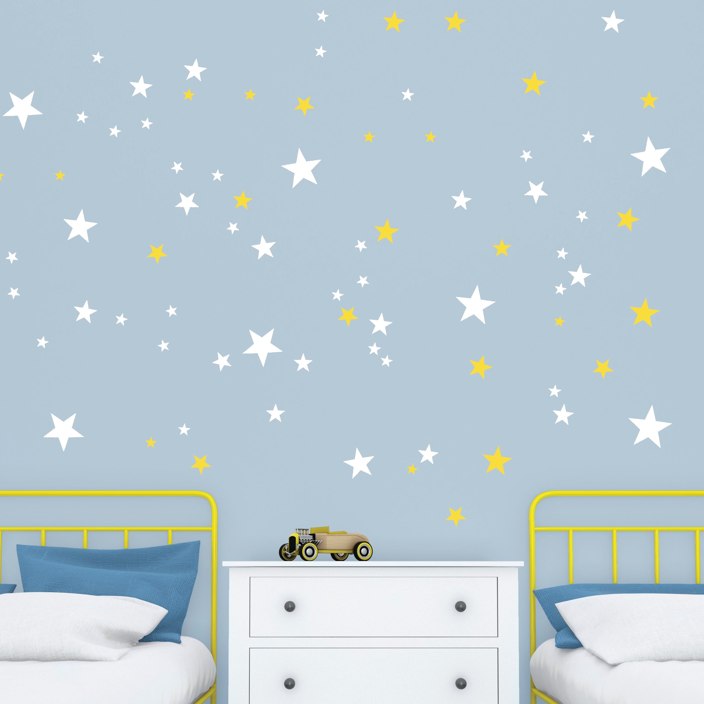 Vinilo Decorativo Estrellas Amarillo y blanco Nicolasito #color_Amarillo