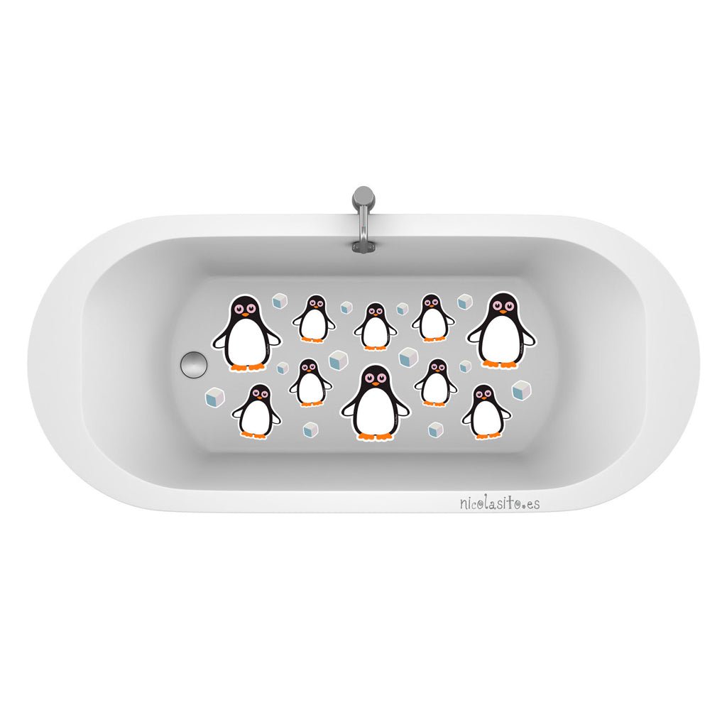 Antideslizante para bañeras y duchas Pingüinos #color_Negro