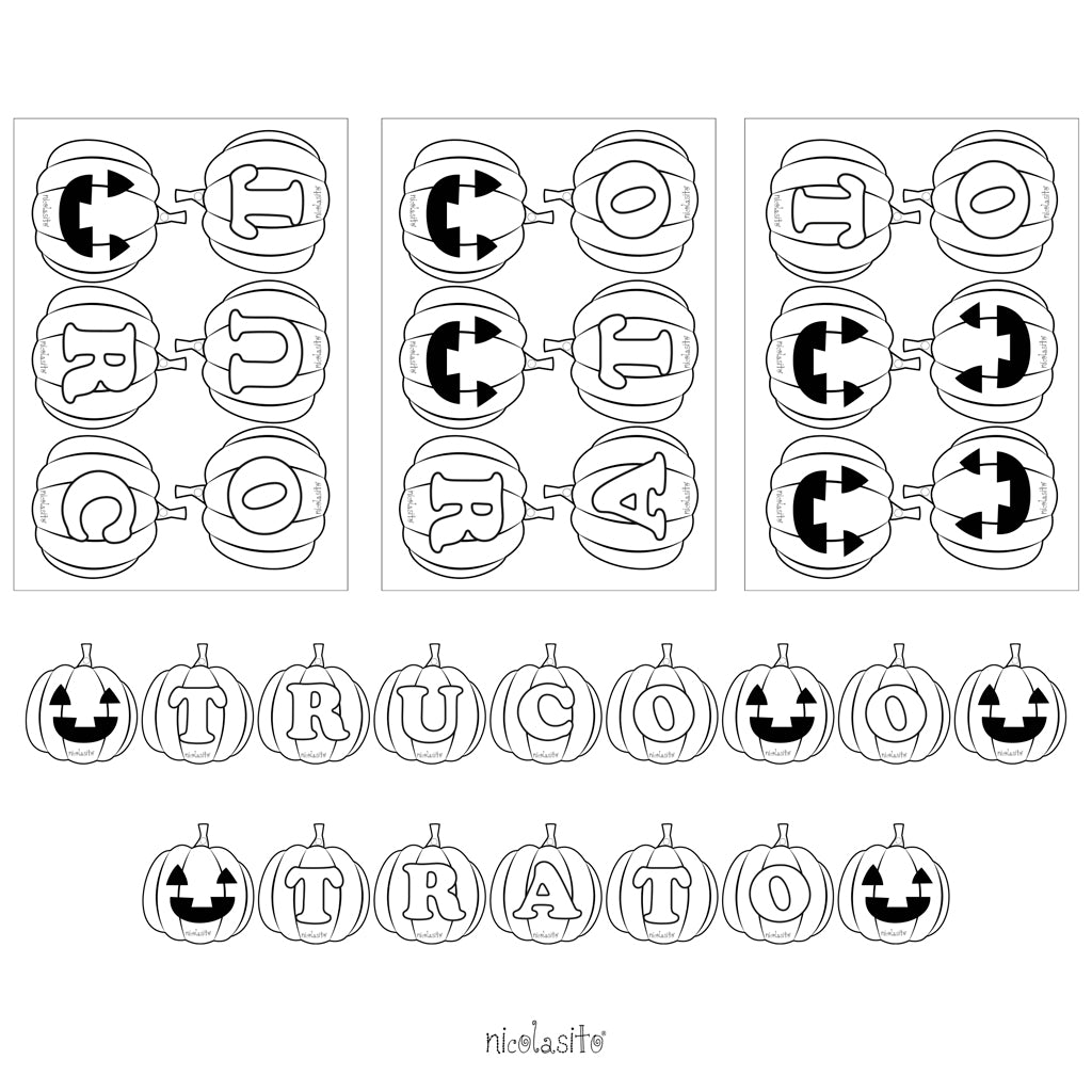 Decoración Halloween Calabazas Descargable para colorear GRATIS