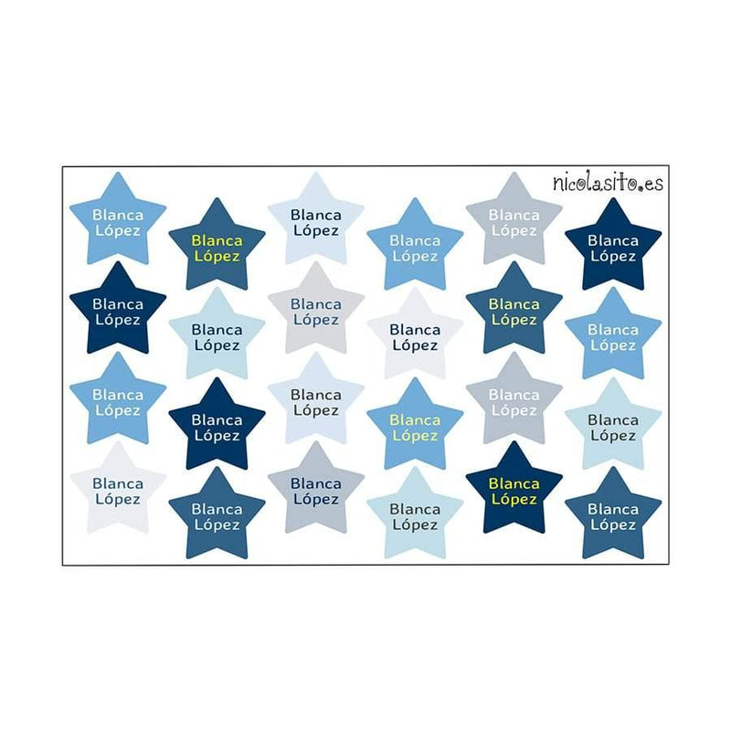Etiquetas personalizadas marcar ropa Estrellas azules Nicolasito