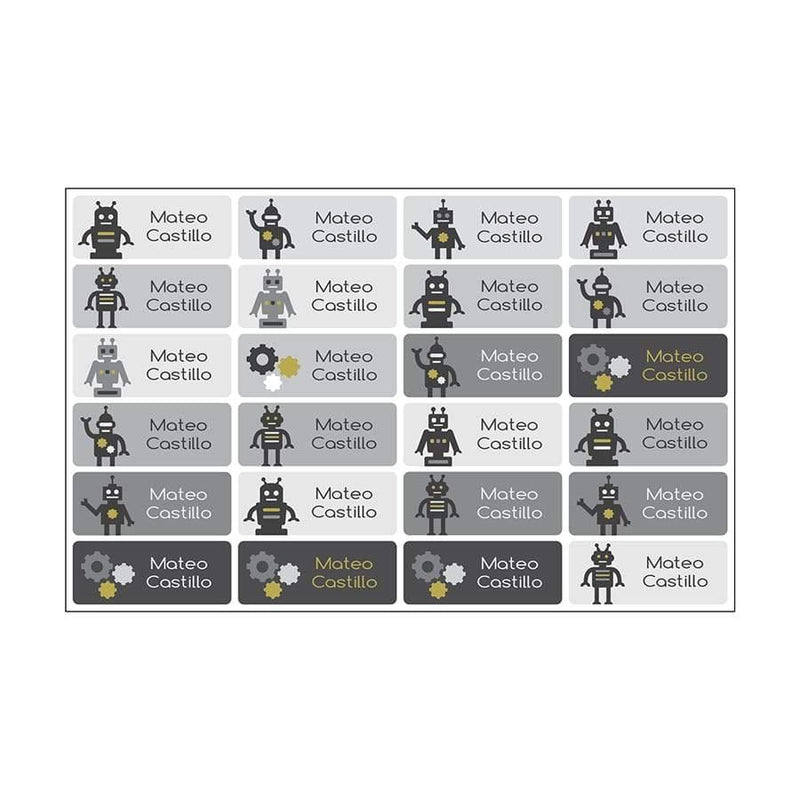Etiquetas para Ropa Robots gris Nicolasito