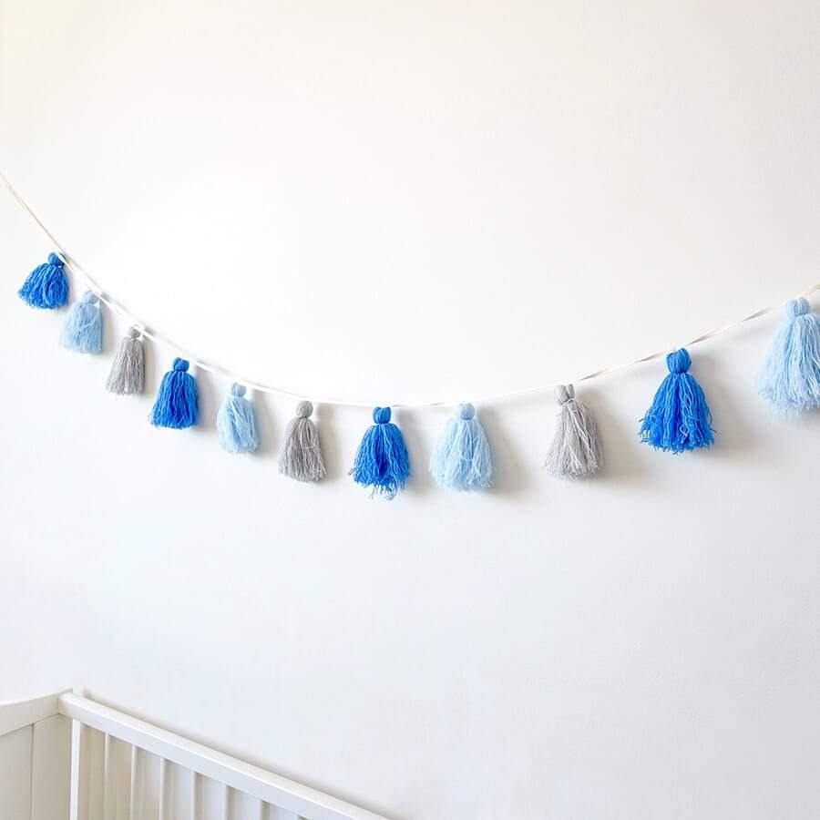Habitación Infantil Guirnalda Decorativa Borlas #color_Azul