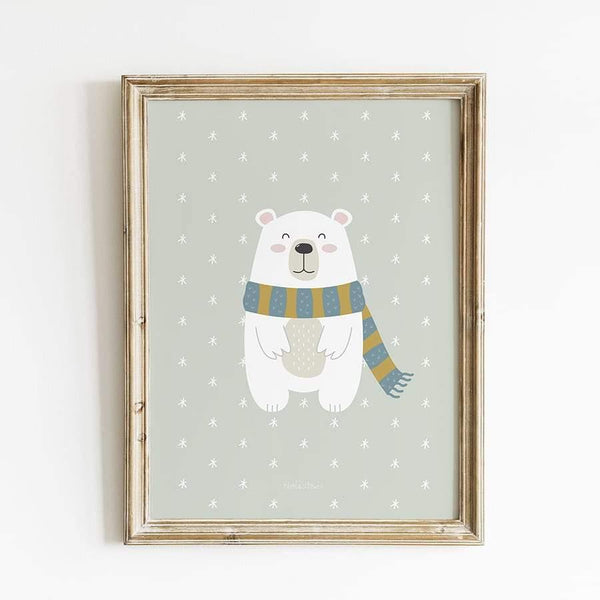 Lámina infantil animales Oso polar Nicolasito
