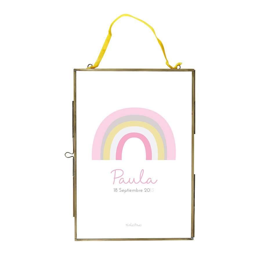 lámina personalizada arco iris nicolasito decoración infantil #color_Pastel rosa