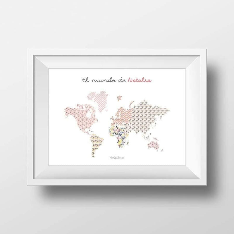 Comprar Lamina personalizada Mapamundi Rosa Nicolasito