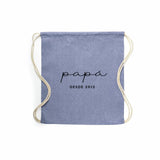 Mochila para papá azul con texto negro