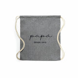 Mochila para papá gris con texto en negro