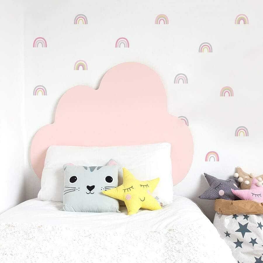 Decoración dormitorio de niña con Vinilo decorativo Arco Iris rosa nicolasito #color_Pastel rosa