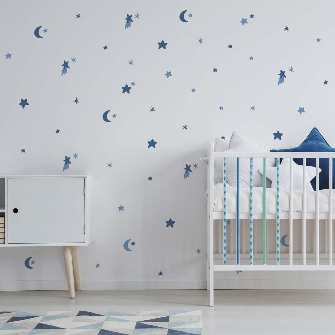 Comprar vinilo decorativo para dormitorios infantiles estrellas y lunas azul marino #color_estrellas-y-lunas-marino