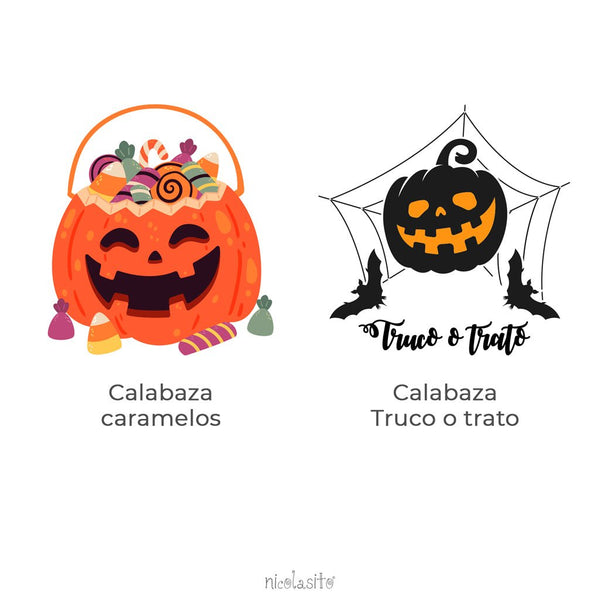 Comprar bolsa Halloween personalizada Calabaza para guardar caramelos Nicolasito.es