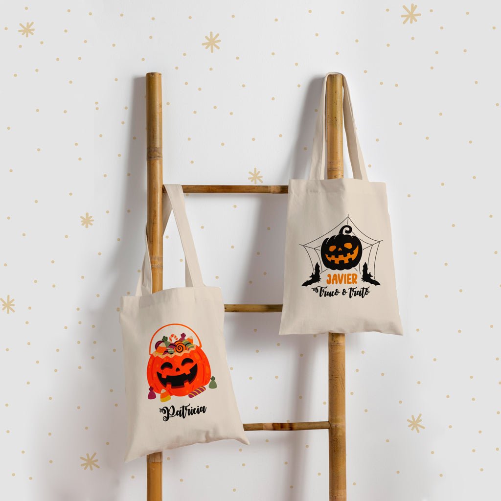 Comprar bolsa Halloween Calabaza personalizada para guardar caramelos Nicolasito.es