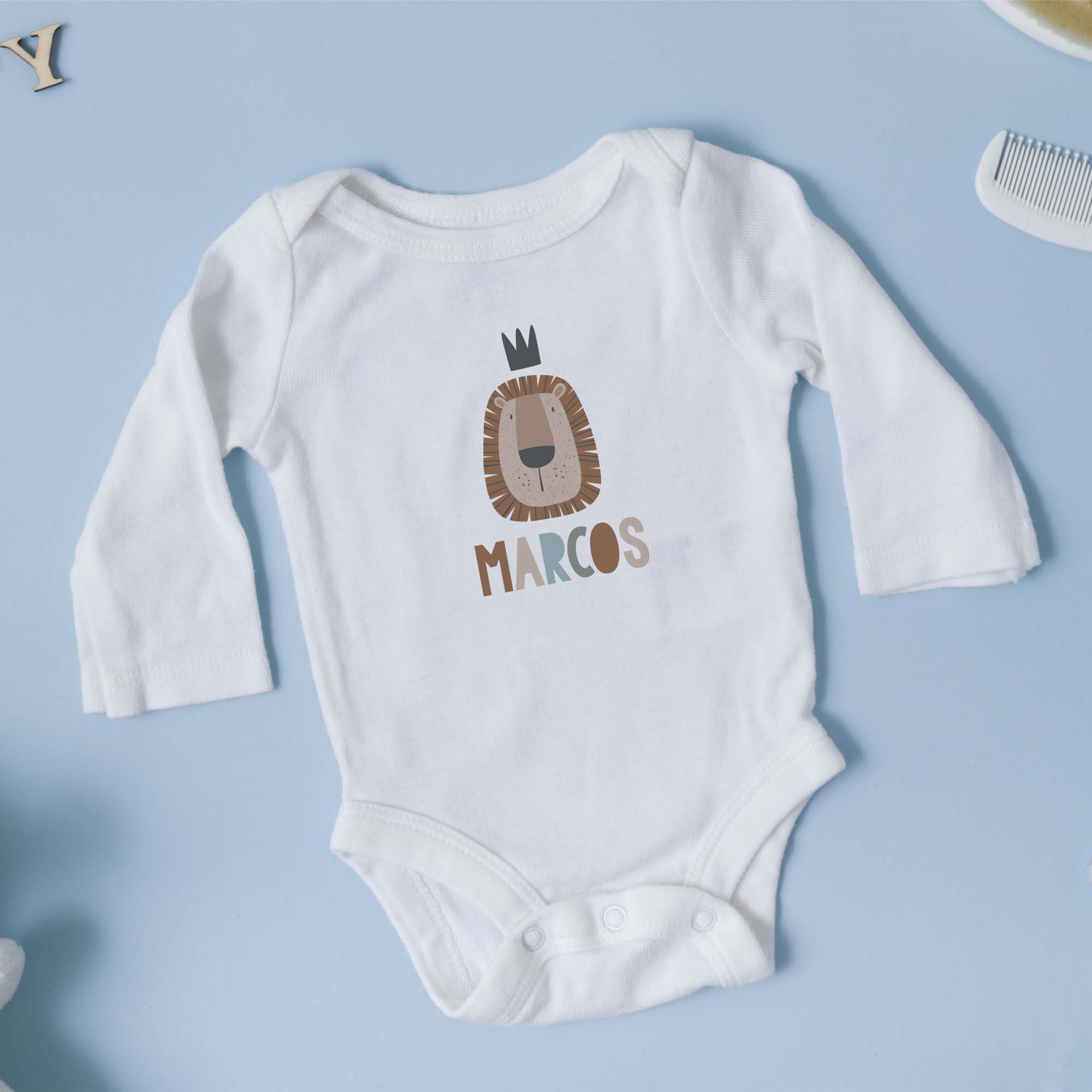 Body Personalizado Para Bebé Con Nombre Manga Larga, Blanco, Para 0-18 Meses LolaPix