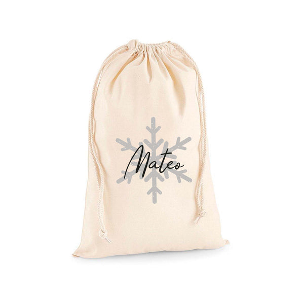 Comprar saco personalizado copo de nieve para guardar regalos de navidad