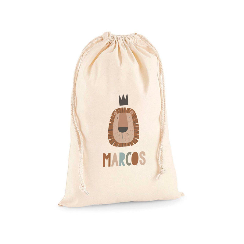 Saco personalizado león infantil para guardar juguetes