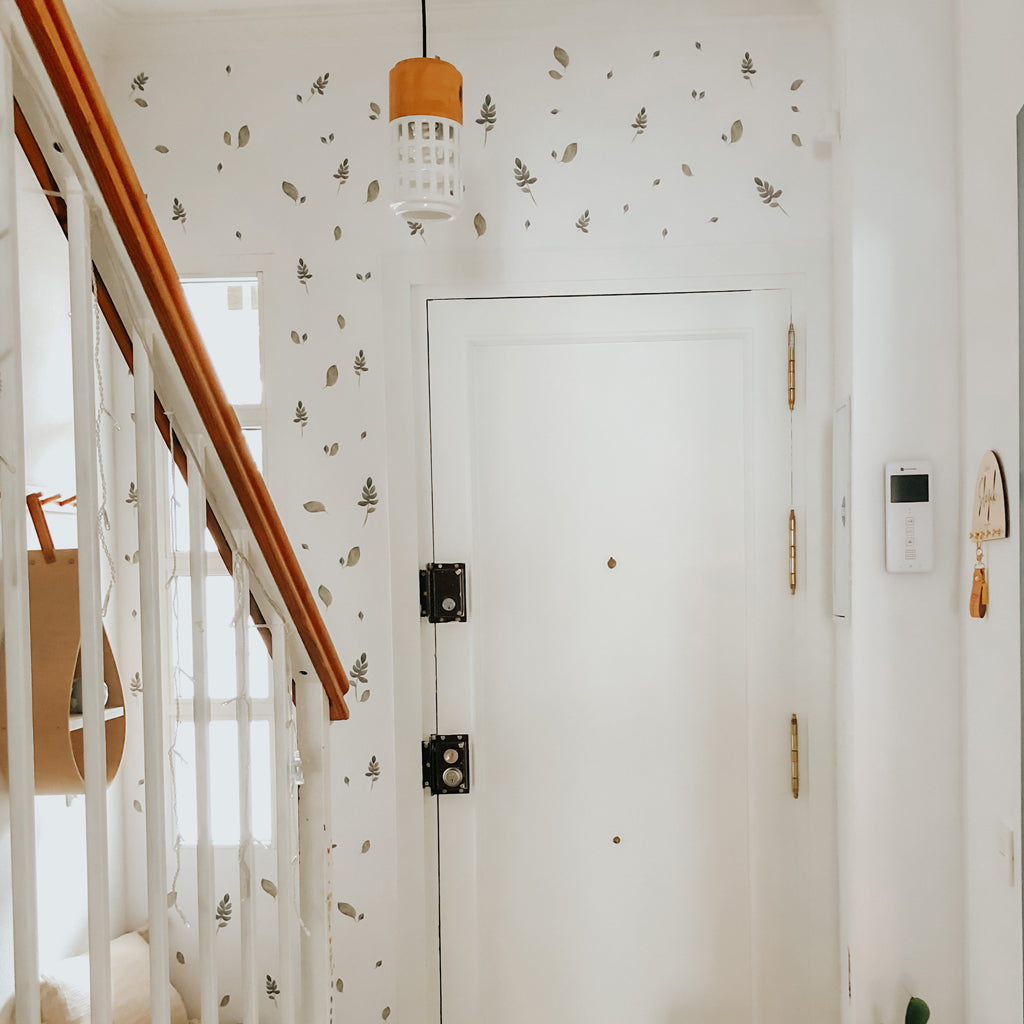 Ideas para decorar recibidores pequeños bonitos con decoración de pared vinilo de plantas nicolasito.