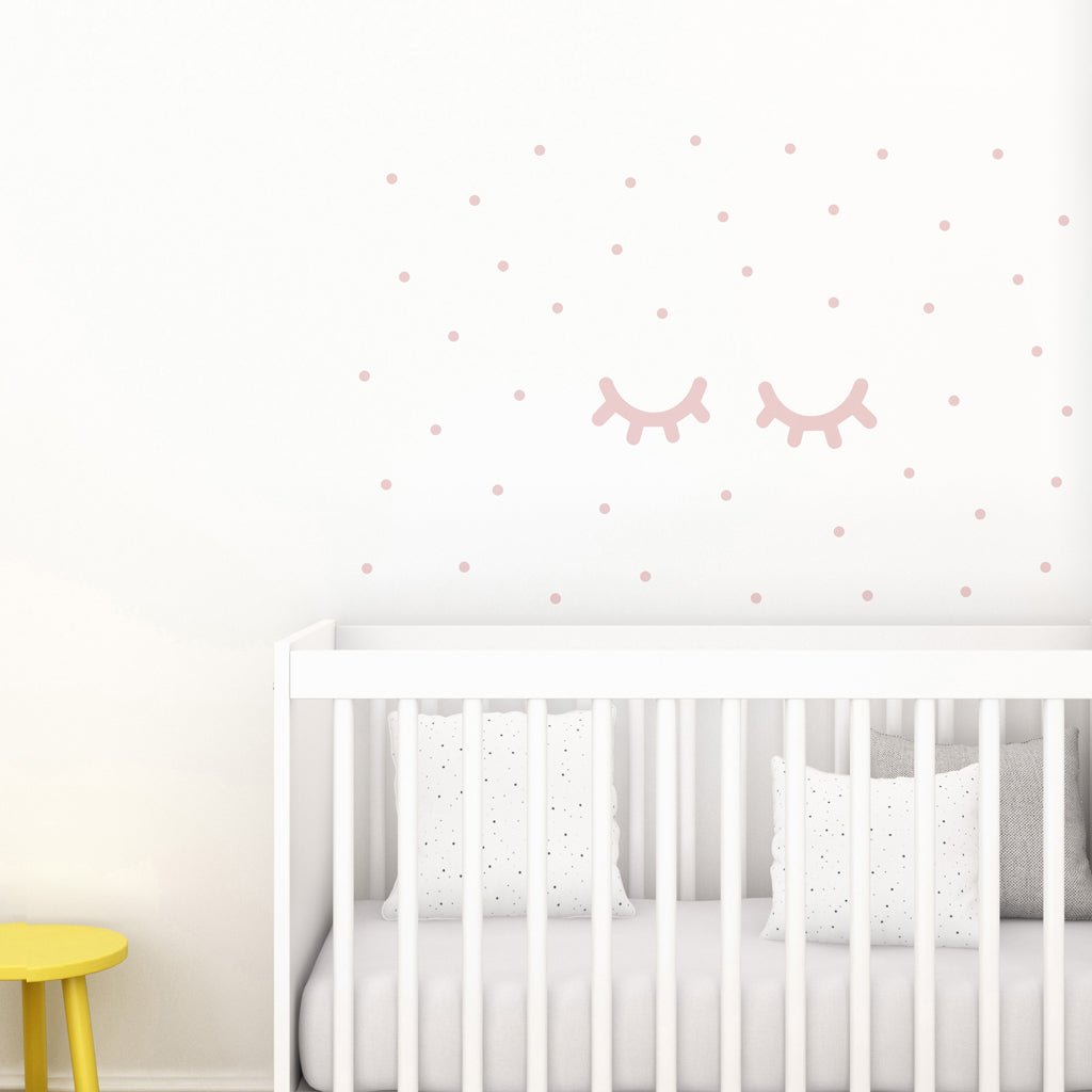 Ideas decoración infantil cuarto del bebé vinilo ojitos #color_Rosa