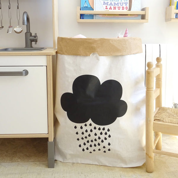 Decoración infantil saco de almacenaje papel kraft pizarra
