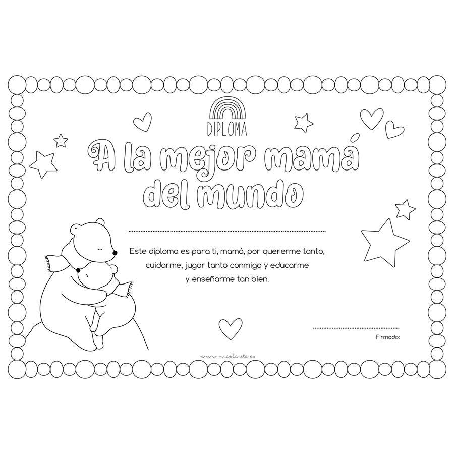 Diploma A La Mejor Madre Diploma Día de la Madre - Gratis – Nicolasito.es