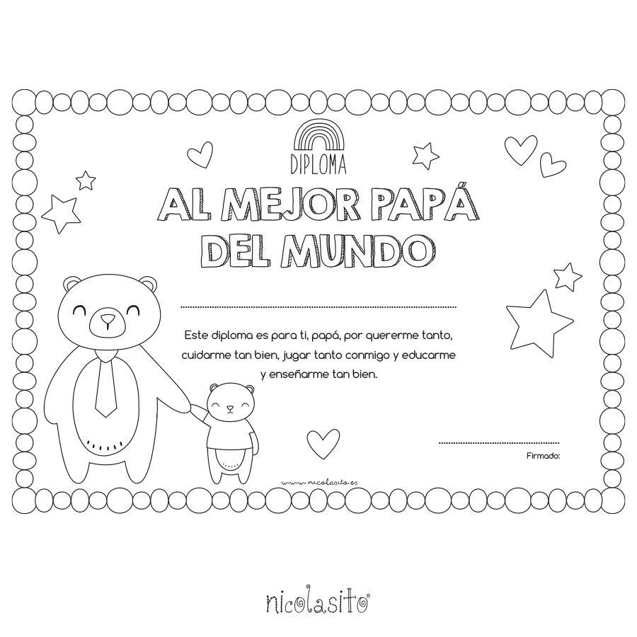 Diploma Al Mejor Padre Diploma Día del Padre - Gratis – Nicolasito.es