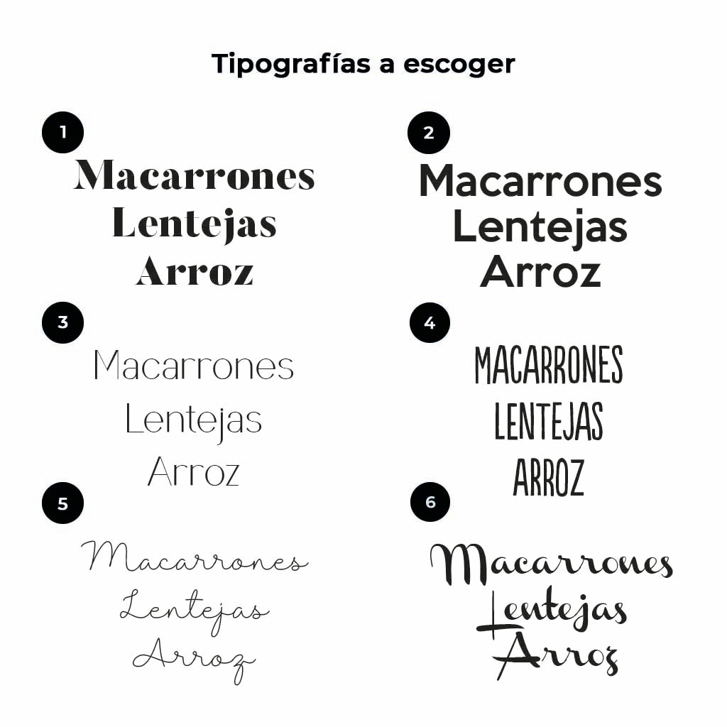 Diferentes tipos de letras para organizar los botes del hogar Nicolasito