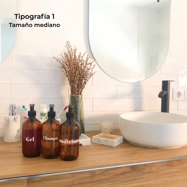 Etiquetas personalizadas para organizar los botes del baño