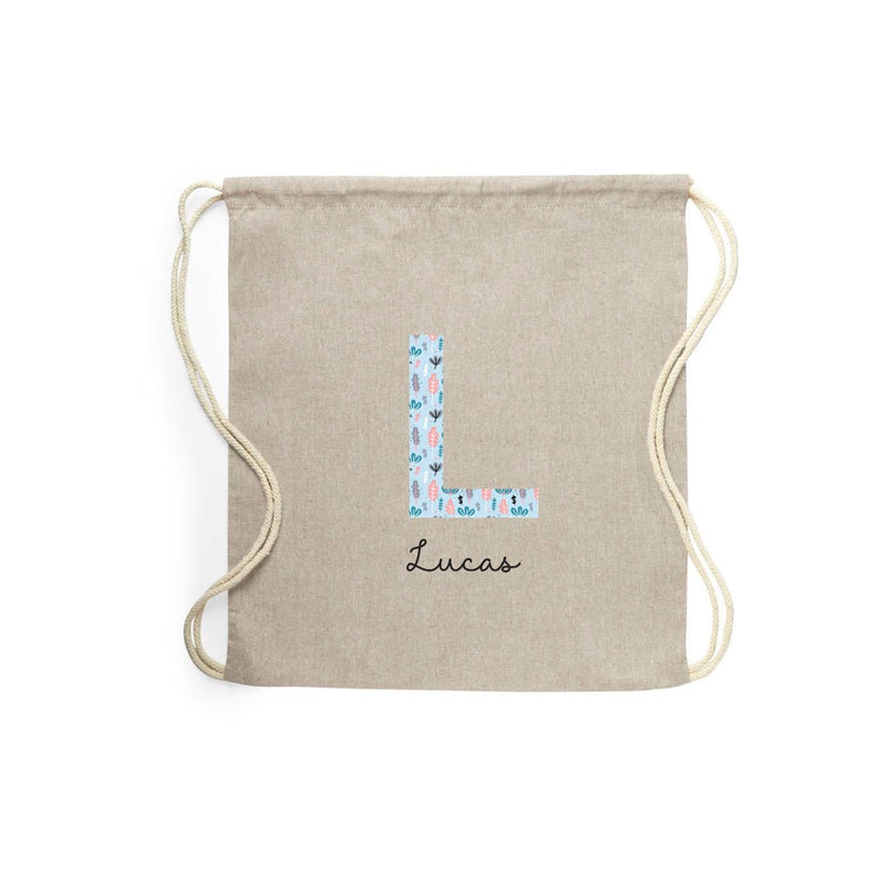 Saco Algodón Mochila Estampado Personalizado Azul