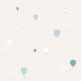 papel pintado para decorar dormitorios infantiles con estampado de globos beige