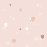 papel pintado para decorar dormitorios infantiles con estampado de globos rosa
