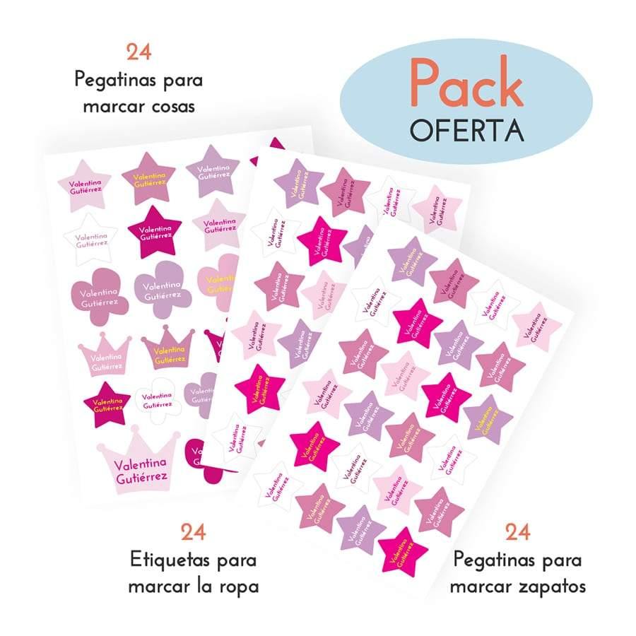 Pack ahorro etiquetas Estrellas - Nicolasito.es #color_Rosa