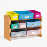 Cajas con pegatinas para organizar juguetes rectangulares