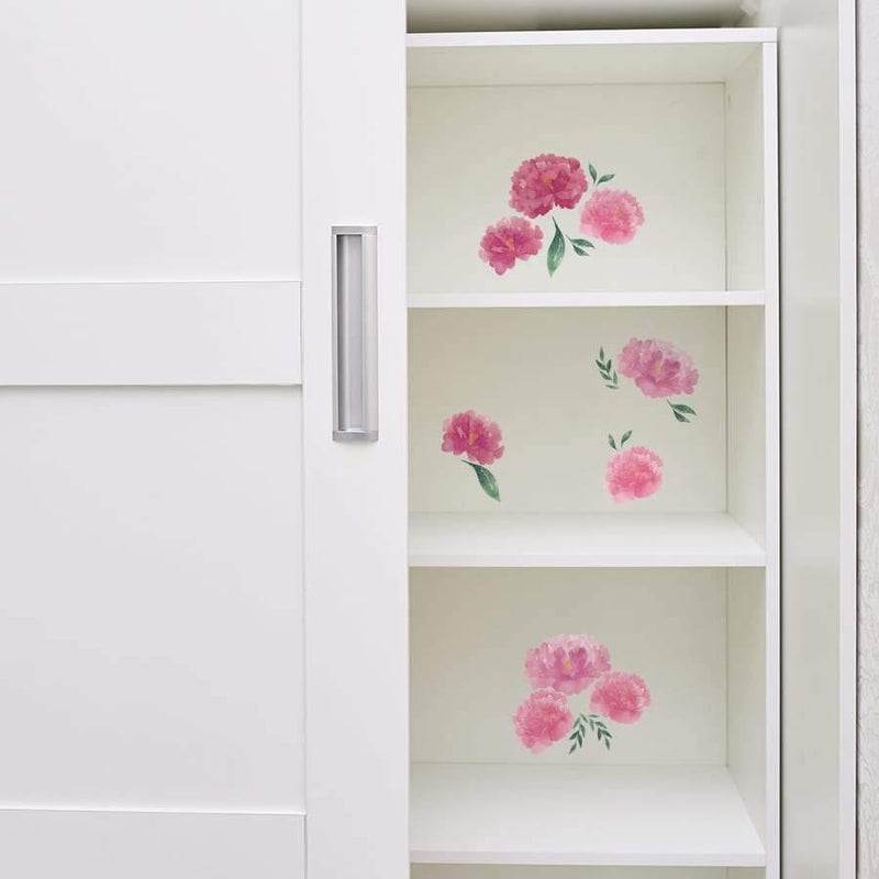 Decorar el interior de armarios con Vinilos decorativos de flores peonías nicolasito