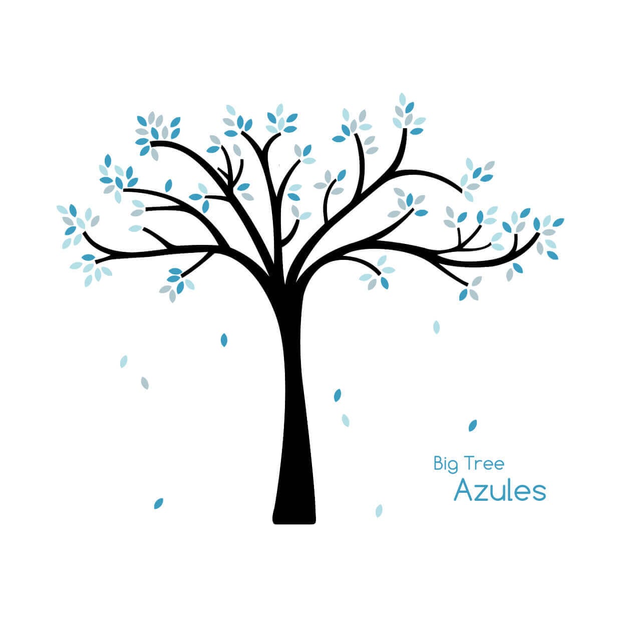 vinilo árbol grande de hojas azules de nicolasito #color_Arbol hojas Azul