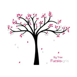 vinilo decorativo con forma de árbol con hojas fucsia y gris de nicolasito