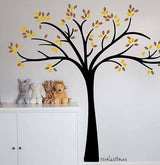 vinilo decorativo de árbol grande con hojas en tonos safari amarilo de nicolasito