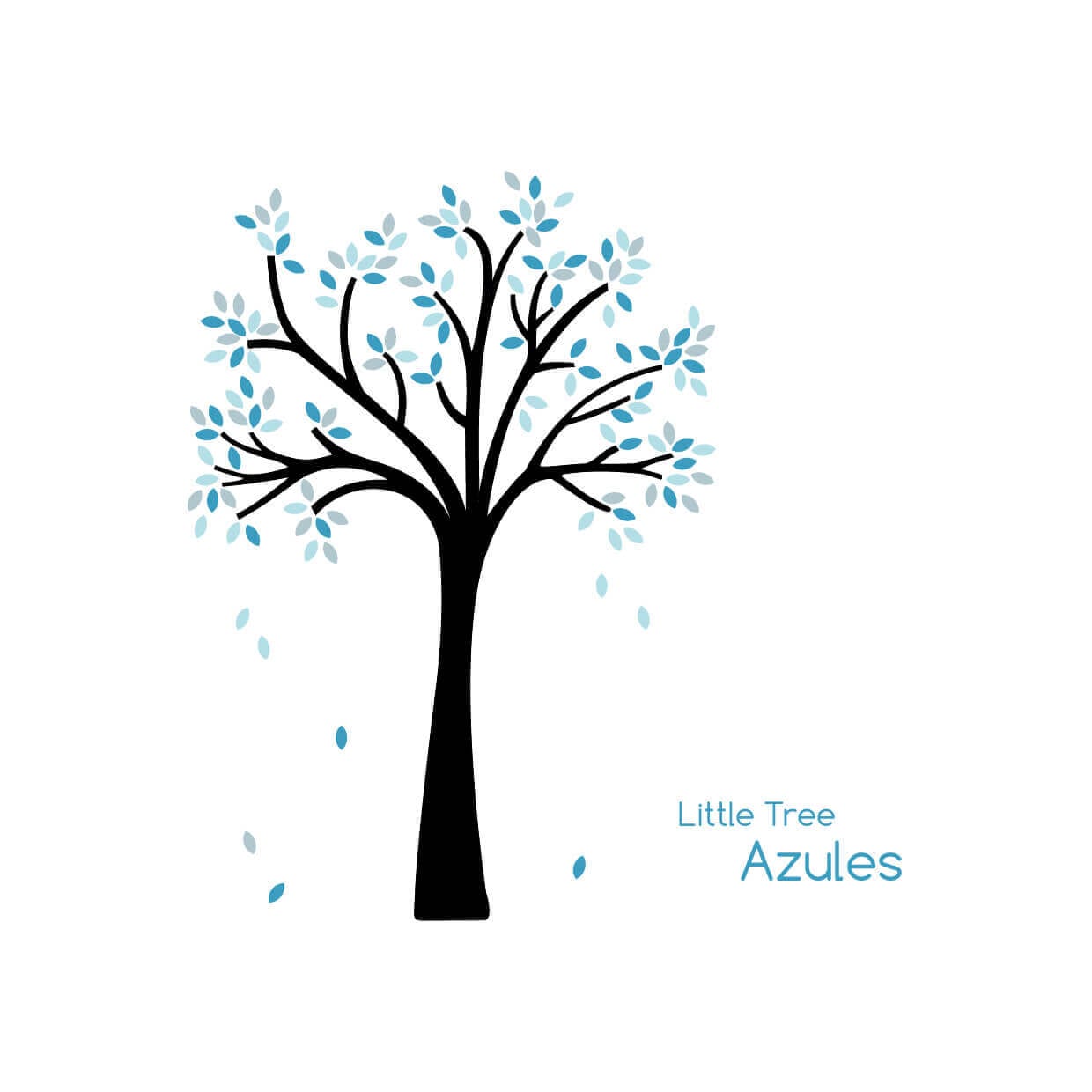 vinilo árbols pequeño hojas azules de nicolasito #color_Arbol hojas Azul