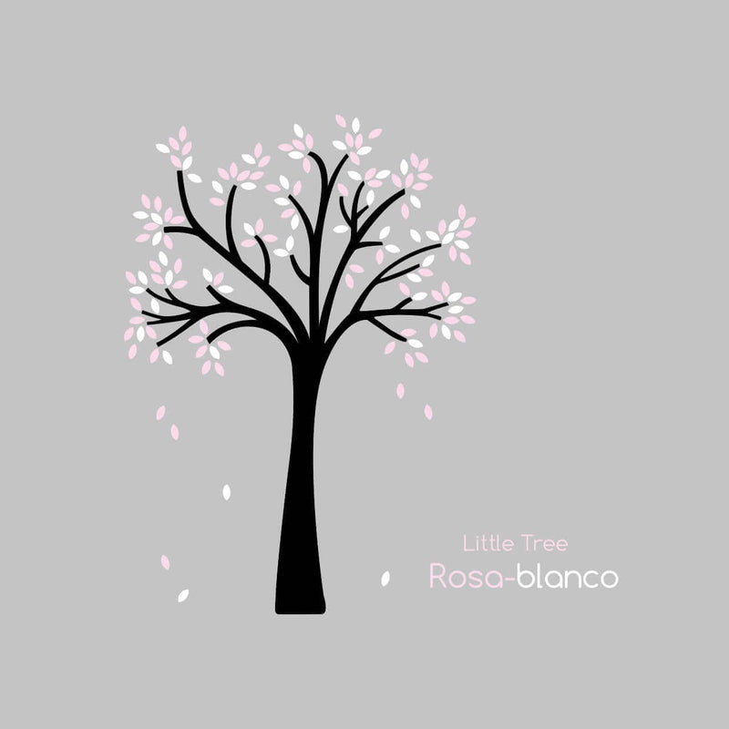 vinilo infantil de árbol con hojas rosas y blancas de nicolasito