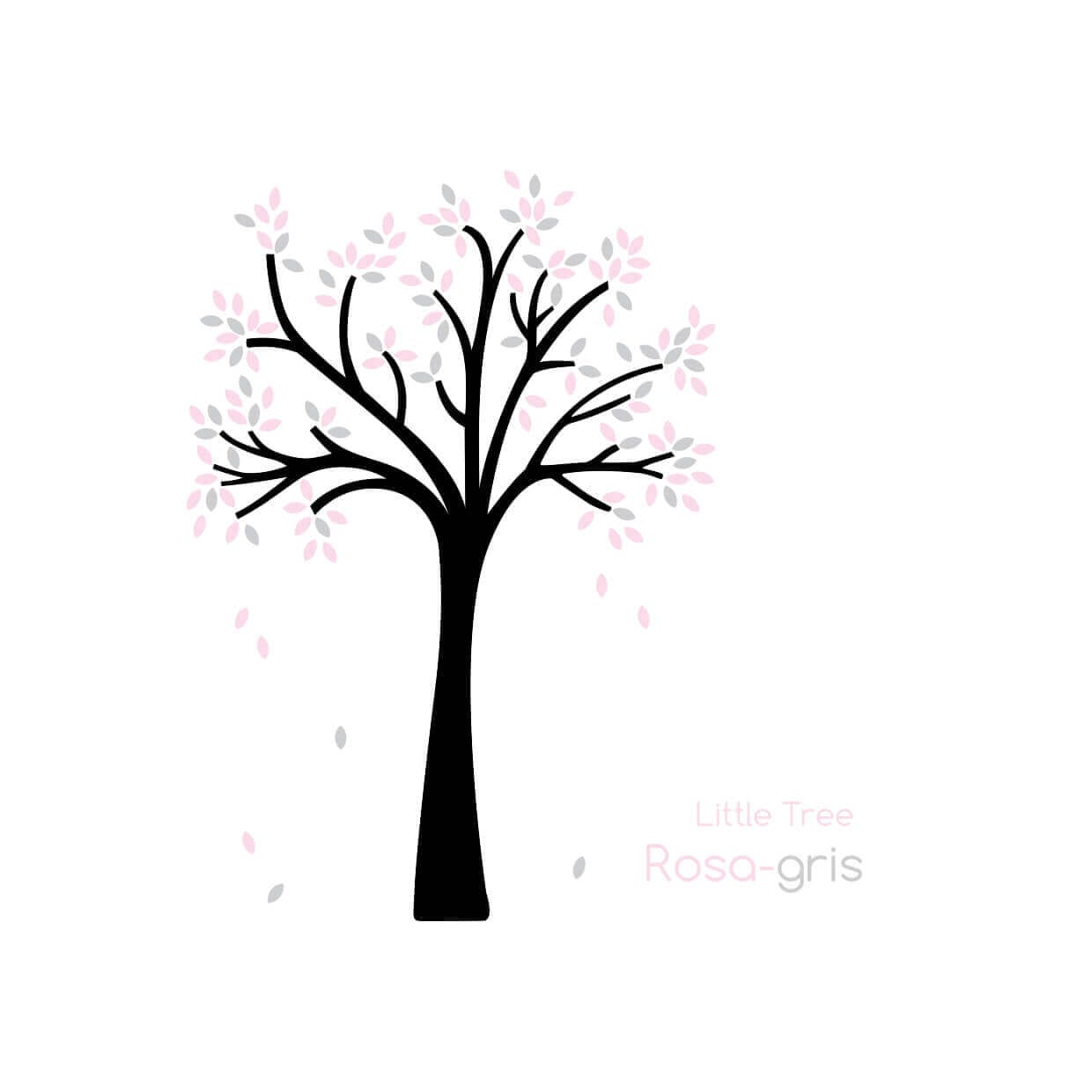 vinilo de árbol pequeño rosa gris #color_Arbol hojas Rosa Gris