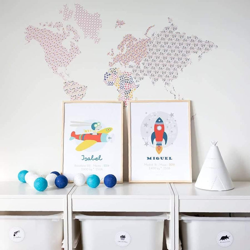 Decoración cuarto infantil lámina personalizada aviador